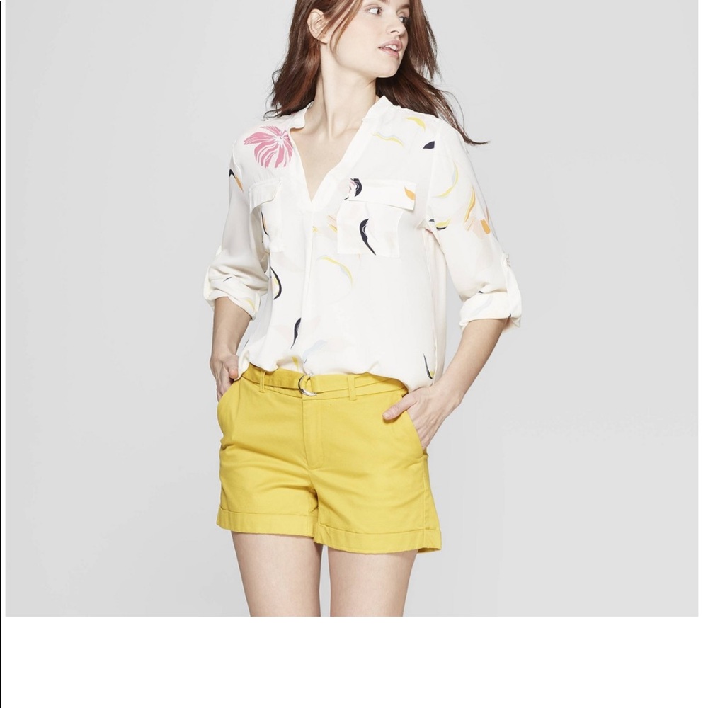 A New Day Floral Long Sleeve V-Neck Popover Shirt